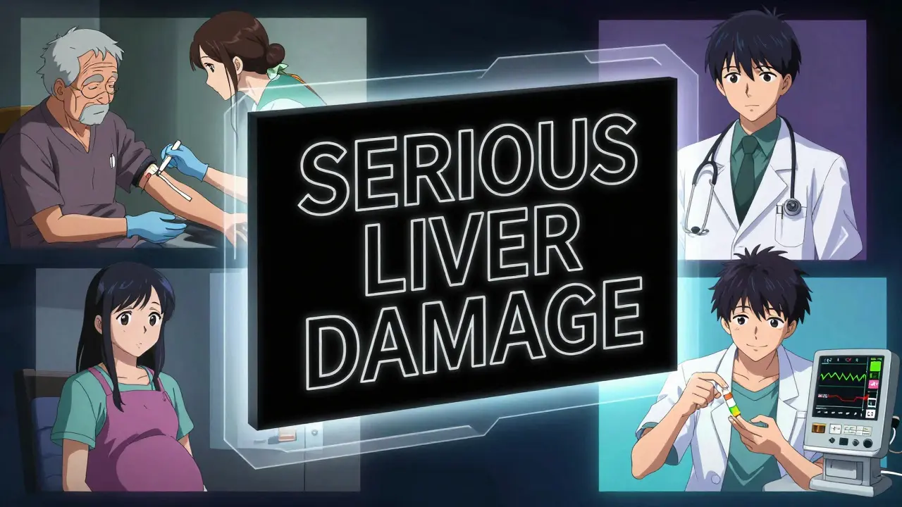A medical chart with a prominent black box warning displays diverse patient scenarios, rendered in layered anime style with glowing highlights.